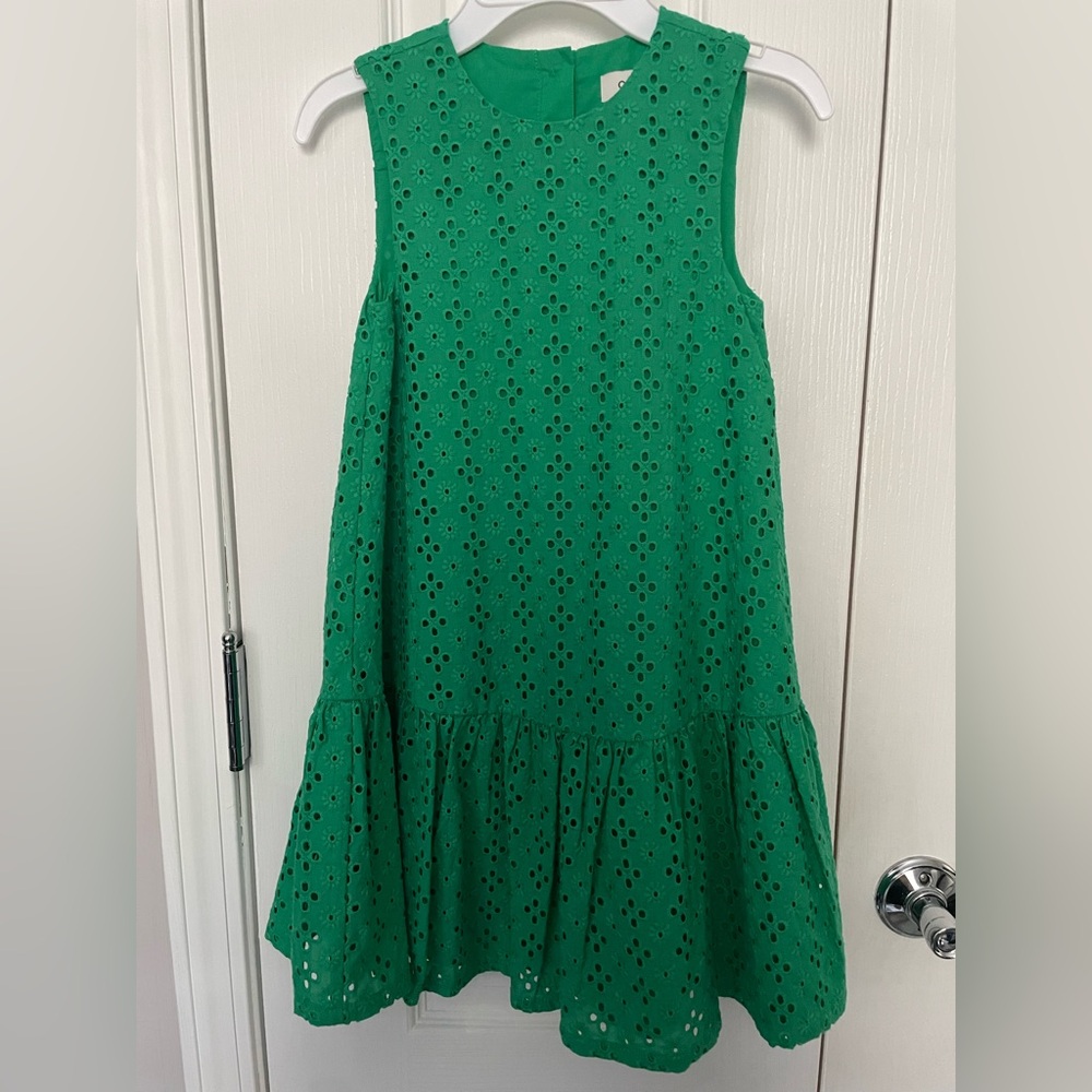 Vibrant Green Eyelet Kids Dress. NWOT.